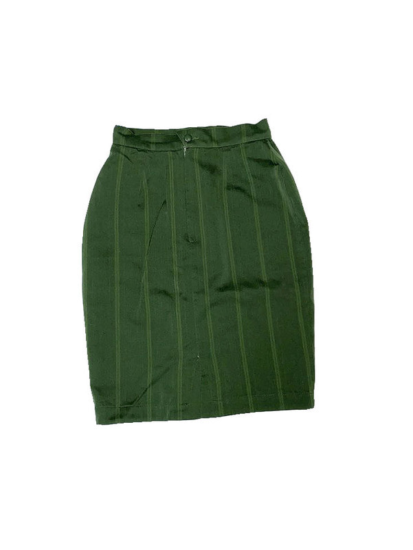 Green stripe midi skirt
