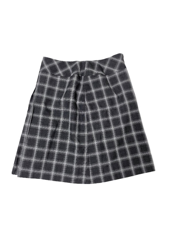 Grey check side crease skirt