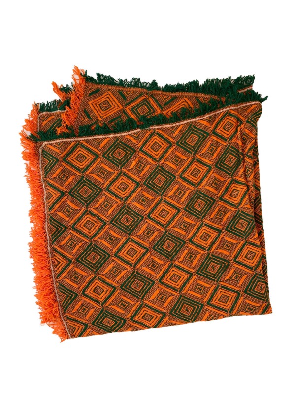 Orange green diamond rug