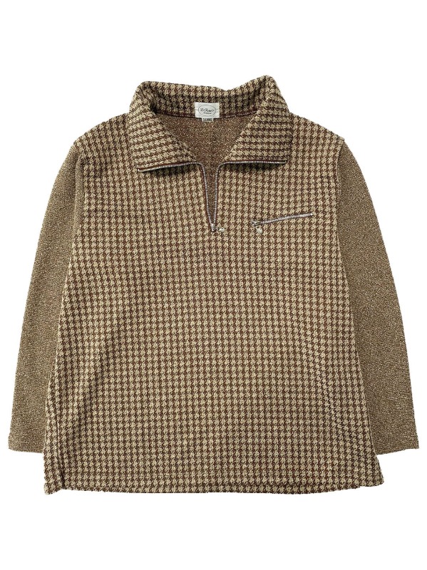 Pattern half zip-up knit top