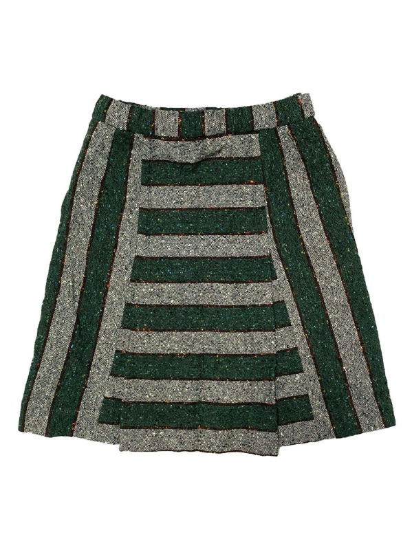 Stripe pleats skirt
