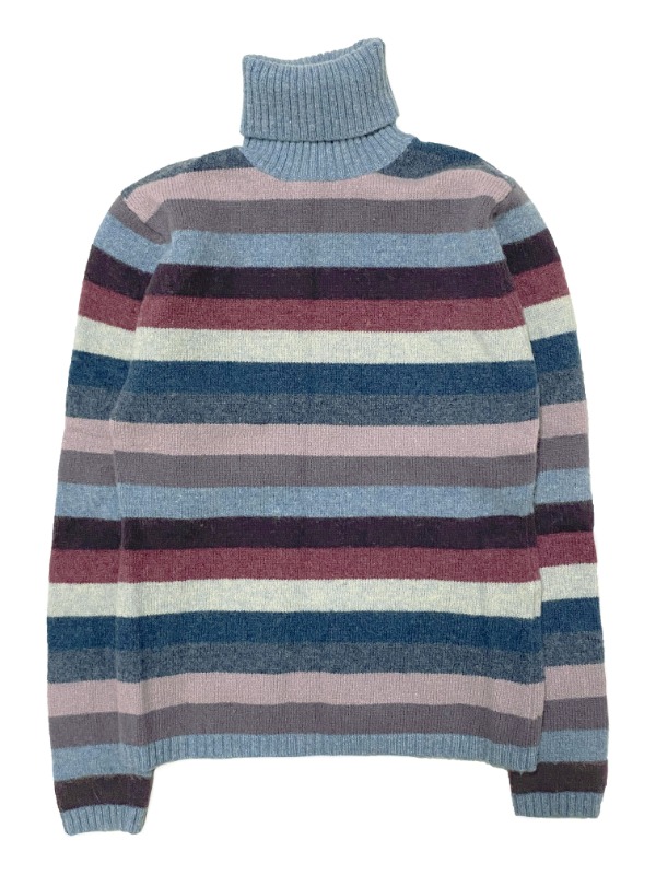 Stripe pollar knit top