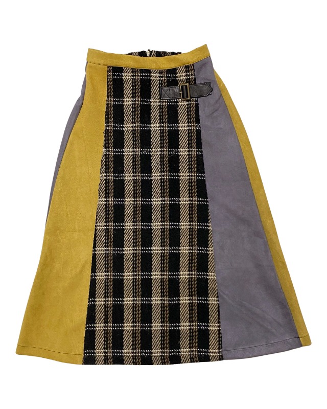 Suede check skirt