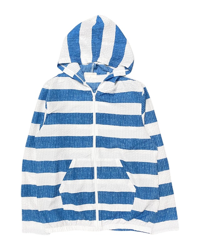 Seersucker zip-up hoodie