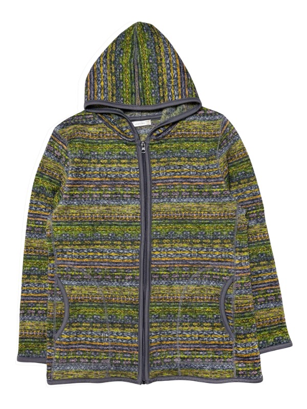 Fleece lining knit zip-up hoodie