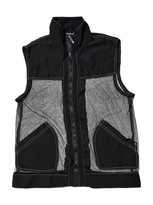 See-through zip-up vest